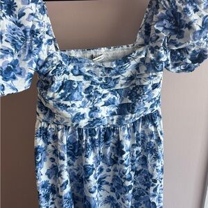 Abercrombie & Fitch Blue and White Smocked Dress